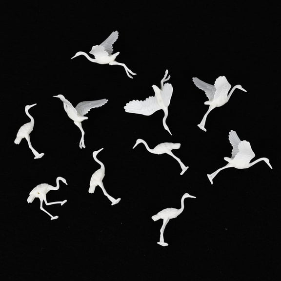Kokiya 10 pieces Miniature Japanese Crane Bird Figurines for DIY Sand Table