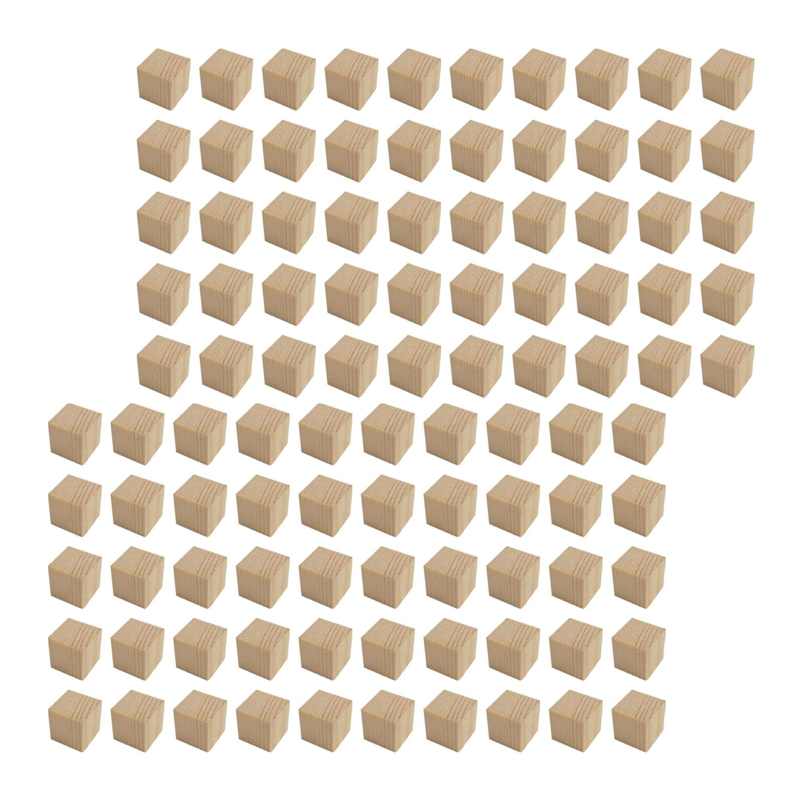 Kokiya 100 Pieces Wooden Blocks Square Blocks Kids Learning Unfinished Wooden Cubes for