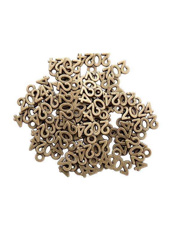 100Pcs 2024 Year Charms, Jewelry Decor, Bracelets Necklaces Pendants for Jewelry Copper