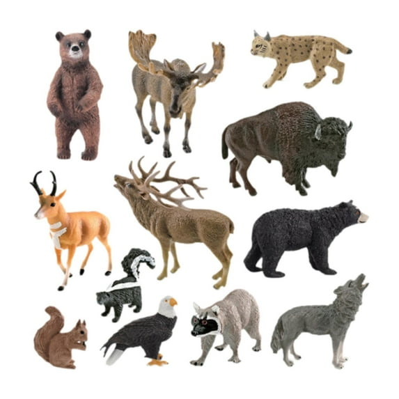 Kokiya 12 Pieces Animal Figurines Jungle Animal Set for Kids Children Birthday Gift