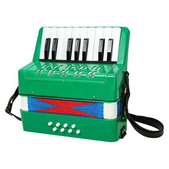 Kokiya 17 Keys 8 Bass Piano Accordion Early Childhood Development Hand Eye Coordination Green