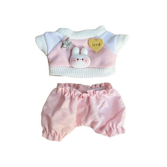 Kokiya 17 cm Doll Clothes Doll Clothing,Photo Props,Soft,Fashion Doll Accessories Cute Doll Bunny Sweatshirt with Pants Pink