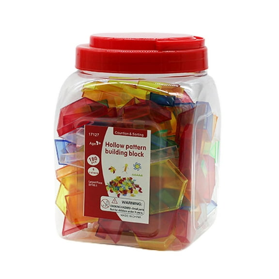 Kokiya 180 Pieces Hollow Pattern Translucent Blocks Construction Toys Educational Shape barreled