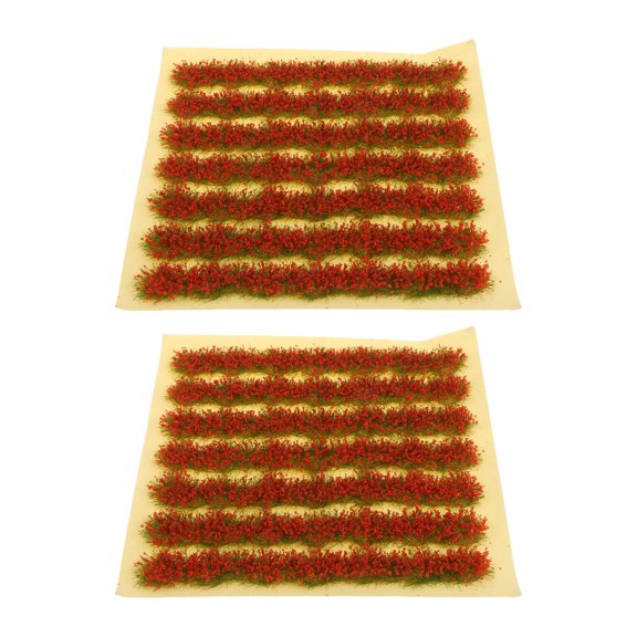 Kokiya 2 Pieces DIY Miniature Grass Cluster for Sand Table Scenery Model Decoration Red