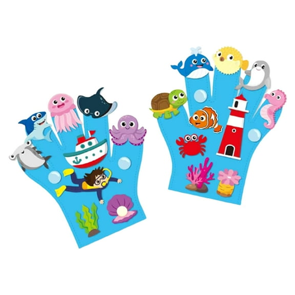 Kokiya 2 Pieces Felt Story Finger Puppets for Classroom Activities Birthday Parties Sea theme