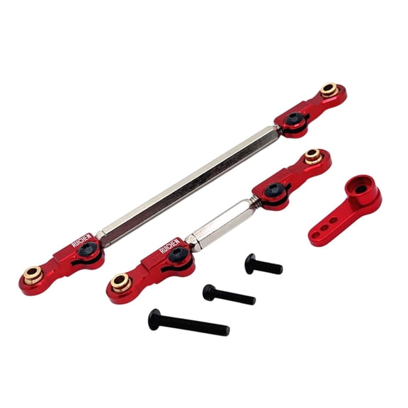 Kokiya 2x Steering Links with Servo Arm Professional Adjustable Servo Links RC Pull Rod for H12Y H12Y+ 1/12 RC Hobby Car Accessories red