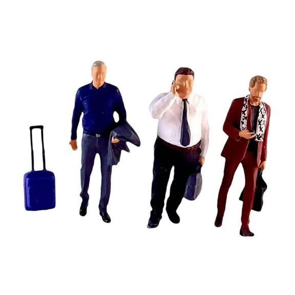 Kokiya 3 Pieces 1/64 Scale People Figure Desktop Ornament Movie Props Hand Painted Tiny