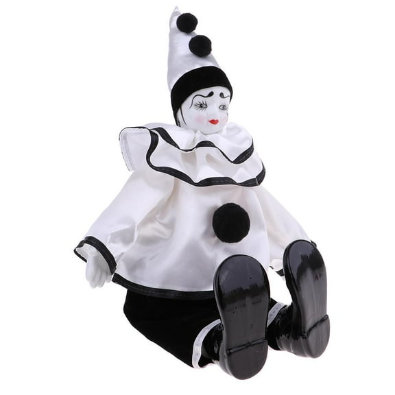 Kokiya 35cm Porcelain Clown Doll with Beautiful Outfit and Ceramic , Gift for Clown