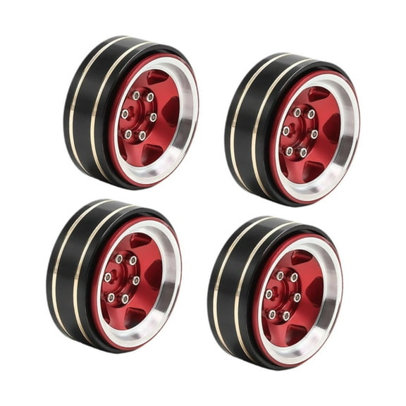 Kokiya 4 Pieces 1.3 Inches Beadlock Wheel Rim for FMS Ascent-18 1: 18 RC Car Sturdy Red