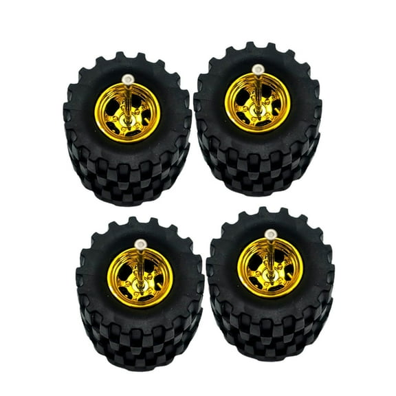 Kokiya 4 Pieces 1/64 Model Car Wheels Rubber Tires Rubber Tires Accessories Diameter 1.45cm for Kids Adults Modified Easy to Install yellow