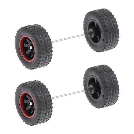 Kokiya 4 Pieces 1: 64 Wheels Simulation Model Car Wheels Tires with Round Rod Axles for Red Black
