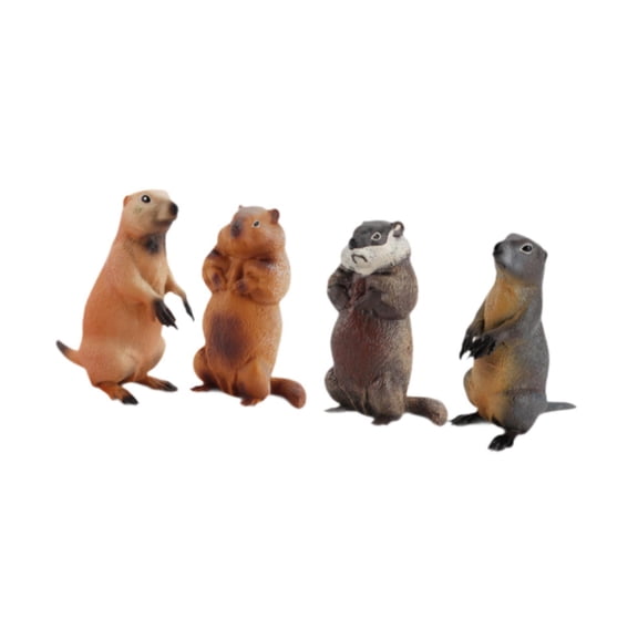 Kokiya 4 Pieces Groundhogs Model Figures Animal Statues for Boys Girls Party Favors