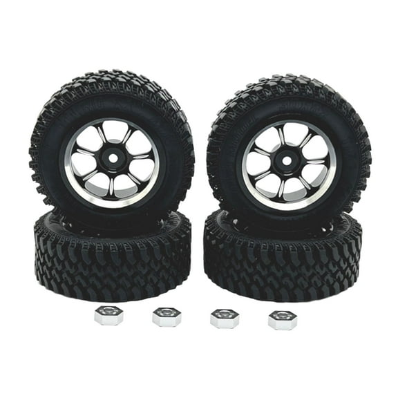 Kokiya 4 Pieces RC Car Wheels and Tires RC Modification Accessory RC Tires and Rims for Black