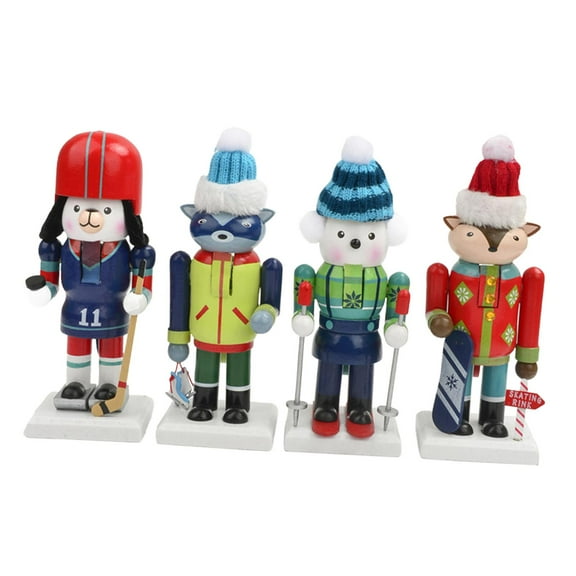 Kokiya 4 Pieces Wooden Nutcracker Nutcracker Doll Home Decor Traditional Painted Unique