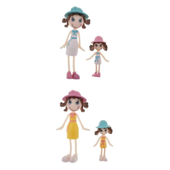Kokiya 4Pcs Minaiture Handmade Figurines Girl Dolls Set Scenes Decor