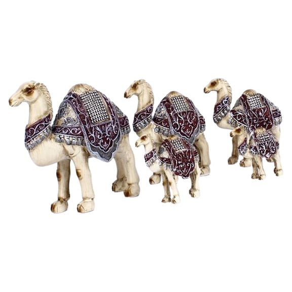 Kokiya 5 Pieces Camel Figurine Statues Resin Animal Sculpture Micro Landscape Souvenirs