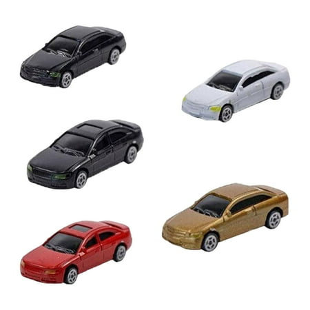 Kokiya 5 Pieces Mini Scale Model Cars Layout, 1/87 HO Scale Parking Vehicle for Railway