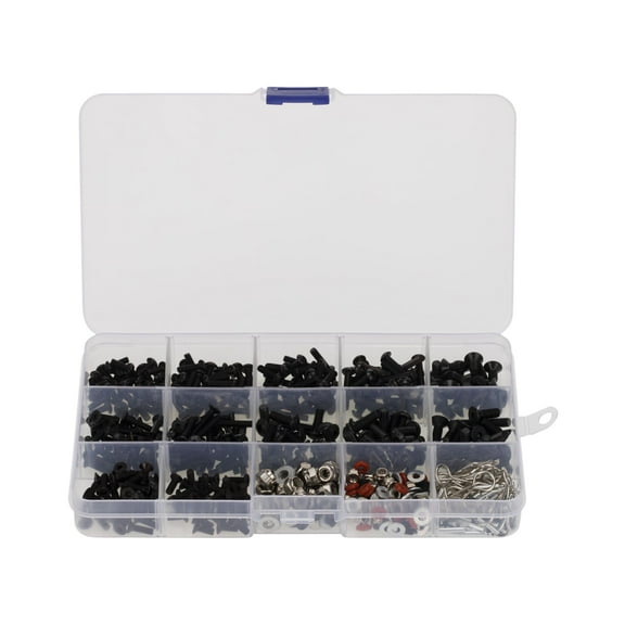 Kokiya 500Pcs RC Screw Kit RC Repair Tool Kit M3 Hex Screws Nut Shell Buckle Hardware Fastener for 1/8 1/10 1/12 Scale RC Cars Truck Crawler DIY Parts