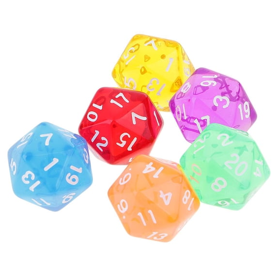 Kokiya Assorted Colored 20 Sided Polyhedral Gem Dices for TRPG Supplies, Pack