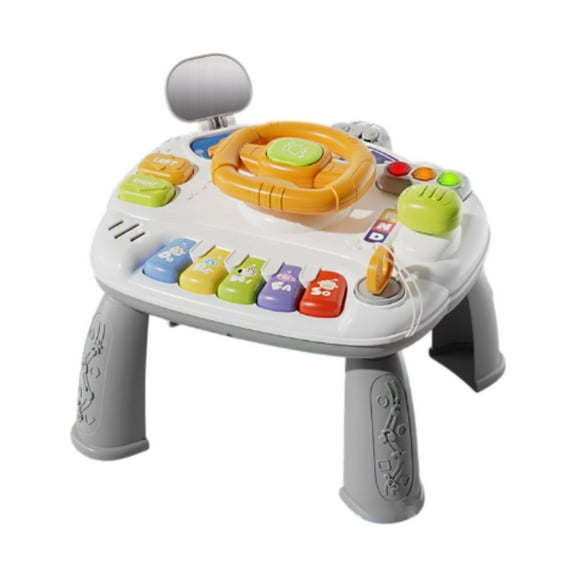 Kokiya Baby Activity Table Kids Valentines Gifts 2 in 1 Steering Wheel Toy for Kids Gray