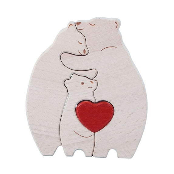 Kokiya Bear Family Wooden Art Puzzle Bears Family Ornament for Adults Birthday Gifts 3 bears