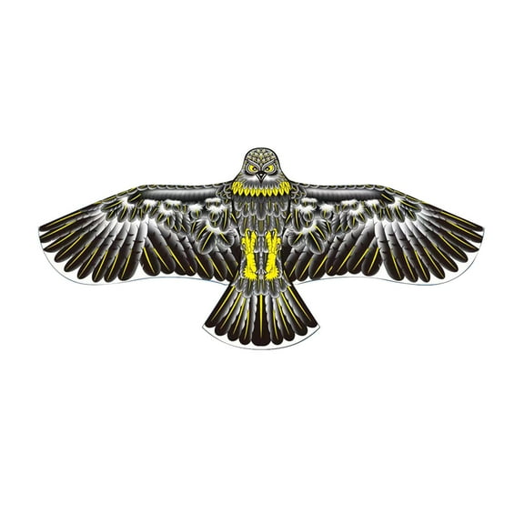 Kokiya Birds Kite 160cm Long Beginners Gift Yard Lawn Family Travel Toy Eagle Shape Black
