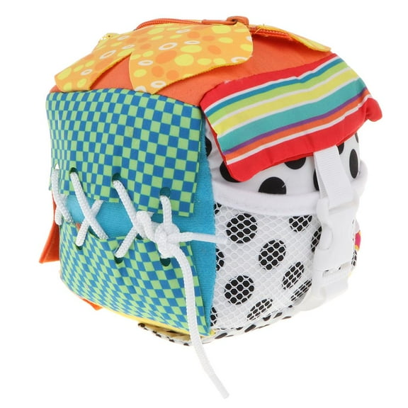 Kokiya Bright Color Cloth Zipper Button Block Toy for Kids Baby