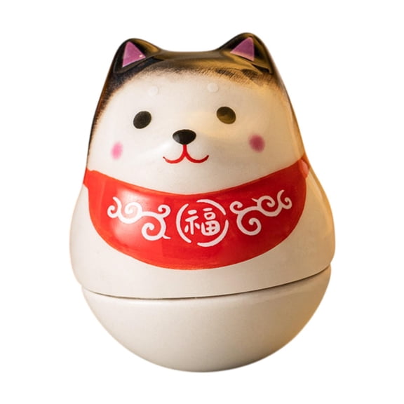 Kokiya Ceramic Lucky Dog Shiba Inu Figurine Tumbler Doll Accessory Desktop Ornament Black Red