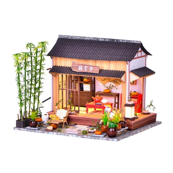 Kokiya Chinese Cottage DIY Miniature DollHouse Craft Kit with LED Handmade Wooden