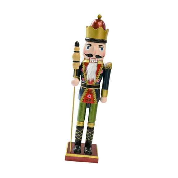 Kokiya Christmas Decoration Countertop Mantle Party Handmade Wood Nutcracker Figure Deep Blue Clothes