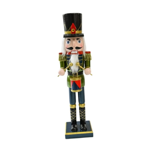 Kokiya Christmas Decoration Countertop Mantle Party Handmade Wood Nutcracker Figure Green Clothes