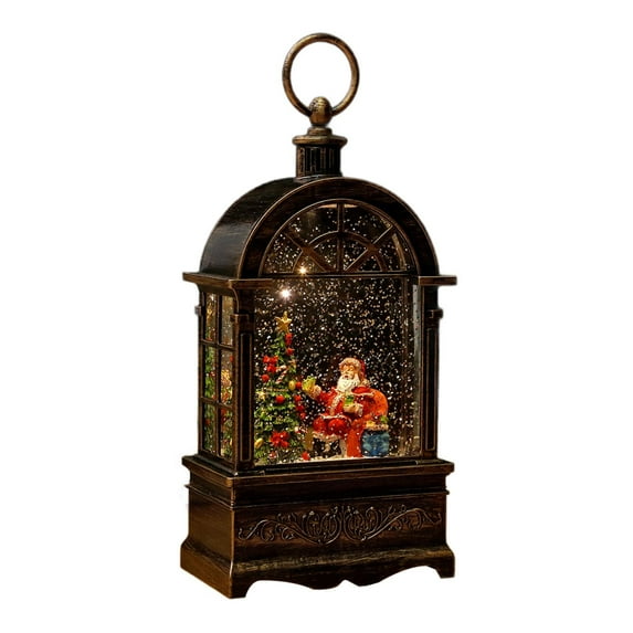 Kokiya Christmas Lantern Snow Globe Christmas Light Music Box for Home Outdoor Room Sitting Santa Claus