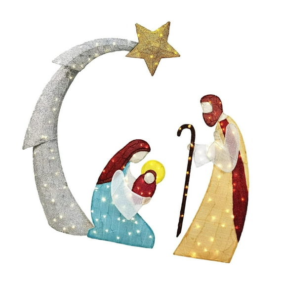 Kokiya Christmas Nativity Scene Figurine Set Light up Decorative Tabletop Sculpture B