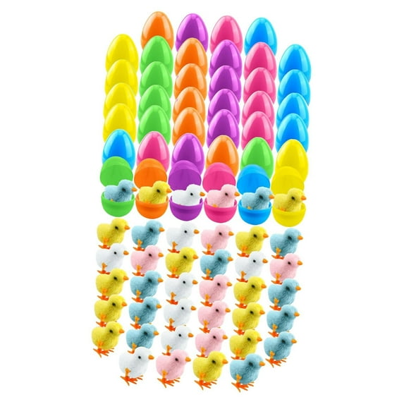 Kokiya Easter Eggs Filled with Wind up Toy Novelty Funny Easter Gifts Jumping Chicks Cute for Boys Girls Filling Treats Party Favors 40 Set