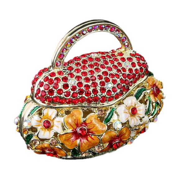 Kokiya Enamel Trinket Box Ornament Retro s Holder for Tabletop Party Collectible red