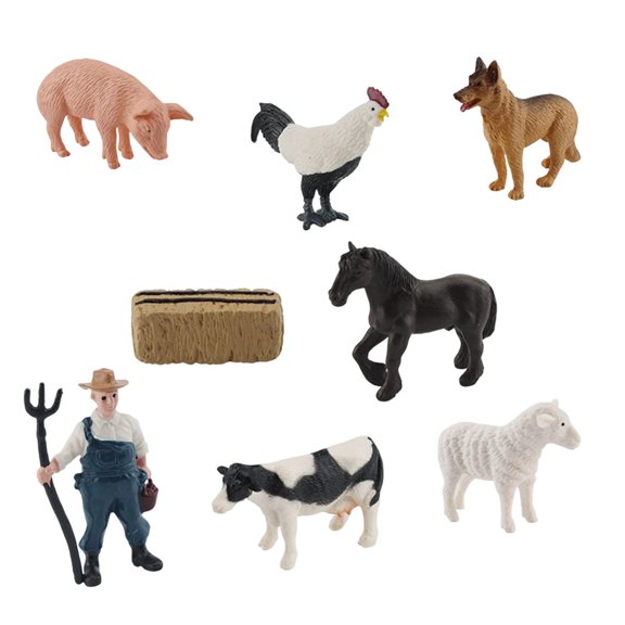 Kokiya Farm Animal Figurines Playset Realistic 8Pcs 8x Animal Model