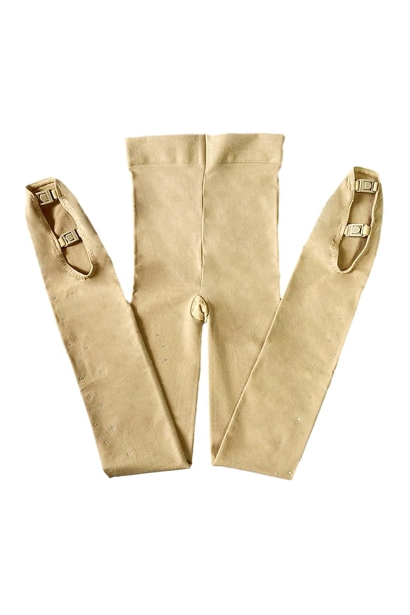 Figure Skating Pantyhose Ice Skating Boot Tights Socks Pants with Double Buckles Size 6 to 10