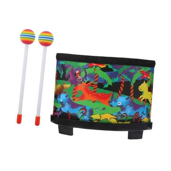 Kokiya Floor Tom Drum Kids Drum Toy 9.92inch Wood Bongo Drum for Holiday Toy Kids