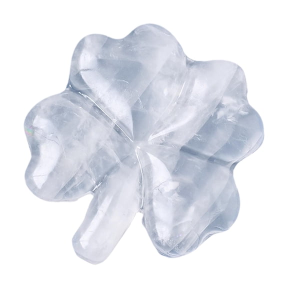 Kokiya Four Leaf Sculpture Home Decor Lucky Gemstone for Lover Family Friend White