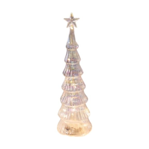 Kokiya Glass Christmas Tree Figurine Christmas Decor for Holiday Window Living Room White S