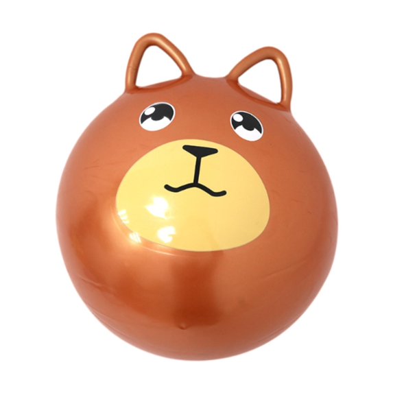 Kokiya Jumping Ball Kids Toy,Cartoon Cute Outdoor Yard Game for Boys Girls,42cm Diameter with Handle,Sports Hopping Ball Bouncy Ball light brown