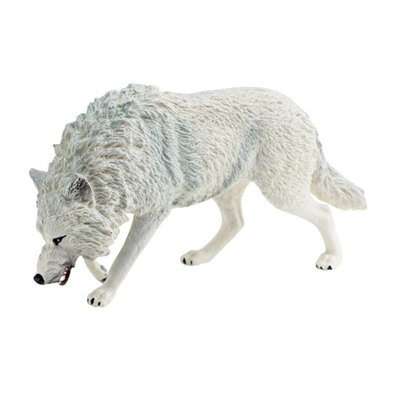 Kokiya Mini Wolf Figurine Crafts Miniature Animal Toys for Kids Girls Boys Children White