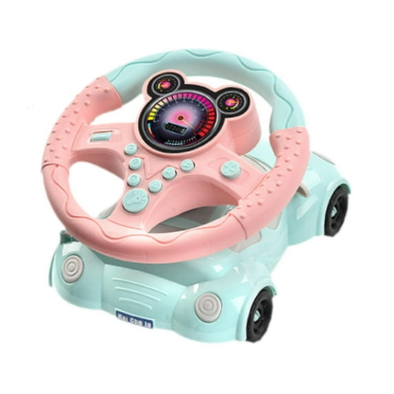 Kokiya Steering Wheel Toy Simulation Car Steering Wheel Eletric Pretend Play Fun Learning Role Play Driver Fun Activity for Toddlers pink