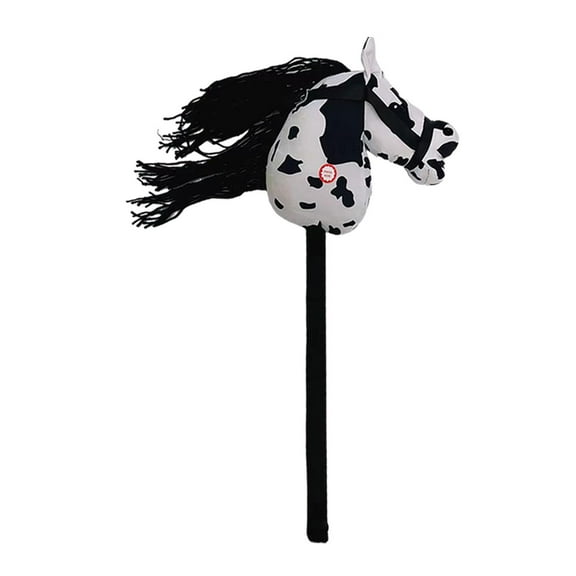 Kokiya Stick Horse Sturdy Hobby Horse Riding Toy for Kids Boys Girls Children black white