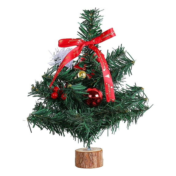 Kokiya Tabletop Mini Christmas Trees Small with Wooden Base Christmas Ornament Crafts