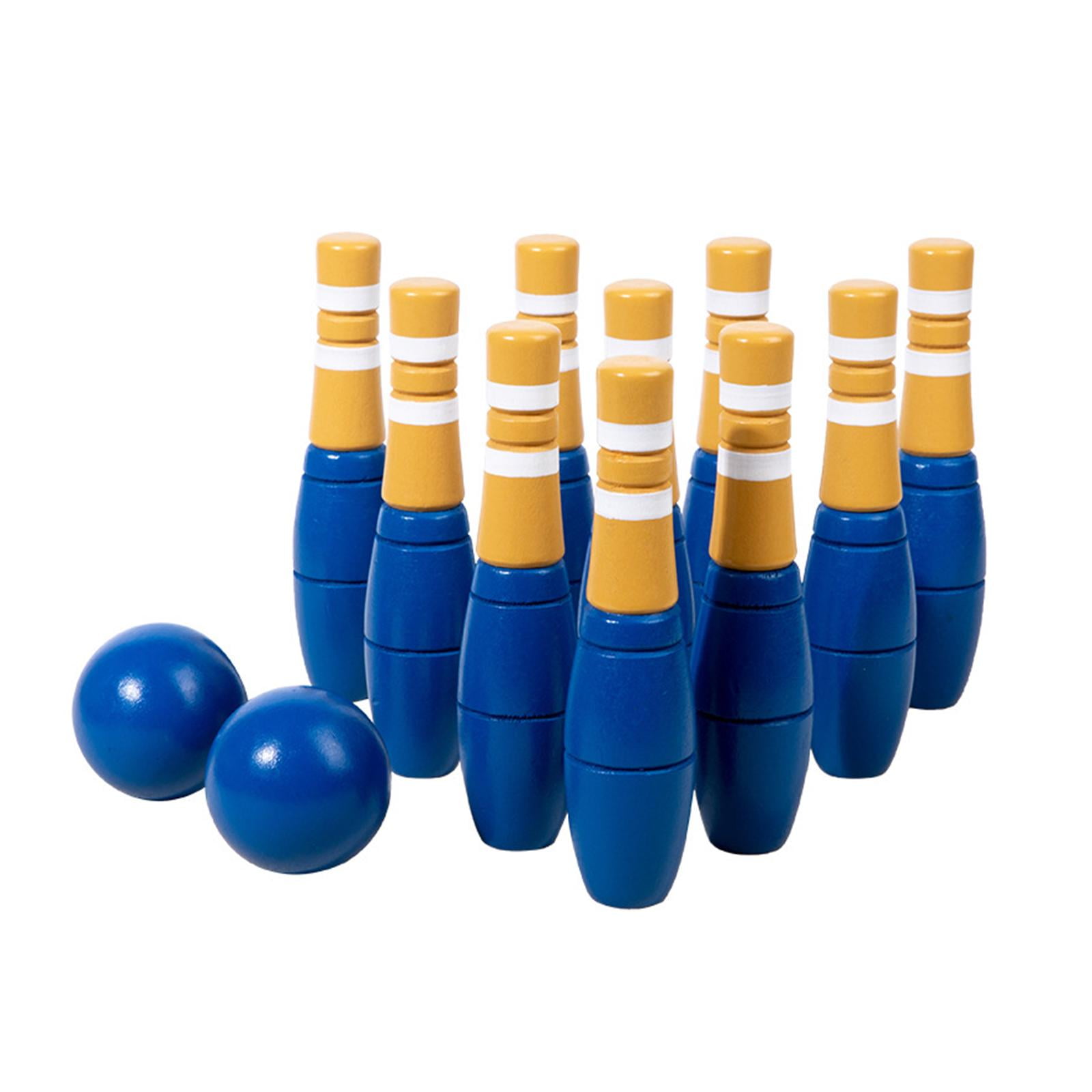 Kokiya Wood Bowling Set Skittles Toys Bowling Game Props 10 Wooden Pins