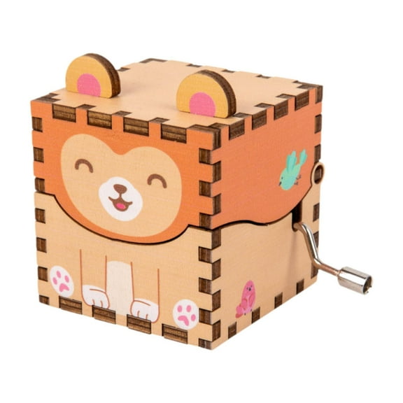 Kokiya Wooden Music Box Musical Boxes Lovely Unique Crafts 3D Puzzles Hand Crank for Valentines Festival Holiday Anniversary Friends Style H