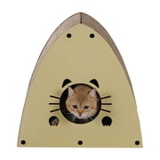 THE LICKER STORE Koko 19 Modern Cardboard Triangle Cat Cave Scratcher with Catnip, Almond, CSR1006A