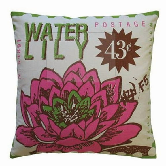 Koko Company 91689 Postage- Pillow- 20X20- Cotton- Waterlily Print.