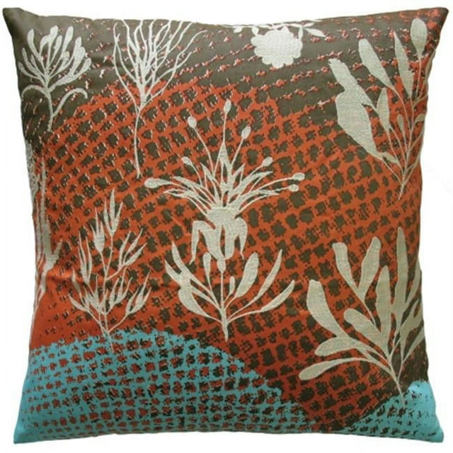 Koko Company 91763 Ecco- Pillow- 20X20- Cotton- Print And Embroidery- Off White Leaves.